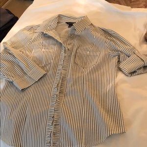Barely worn black and white striped button-down